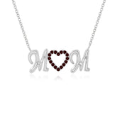 natural garnet mom heart necklaces in sterling silver